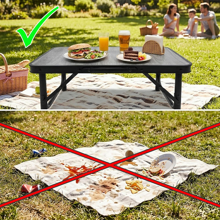 Spetebo Aluminium Campingtisch in Holz Optik höhenverstellbar - 60 x 26-56 cm - Universal Gartentisc