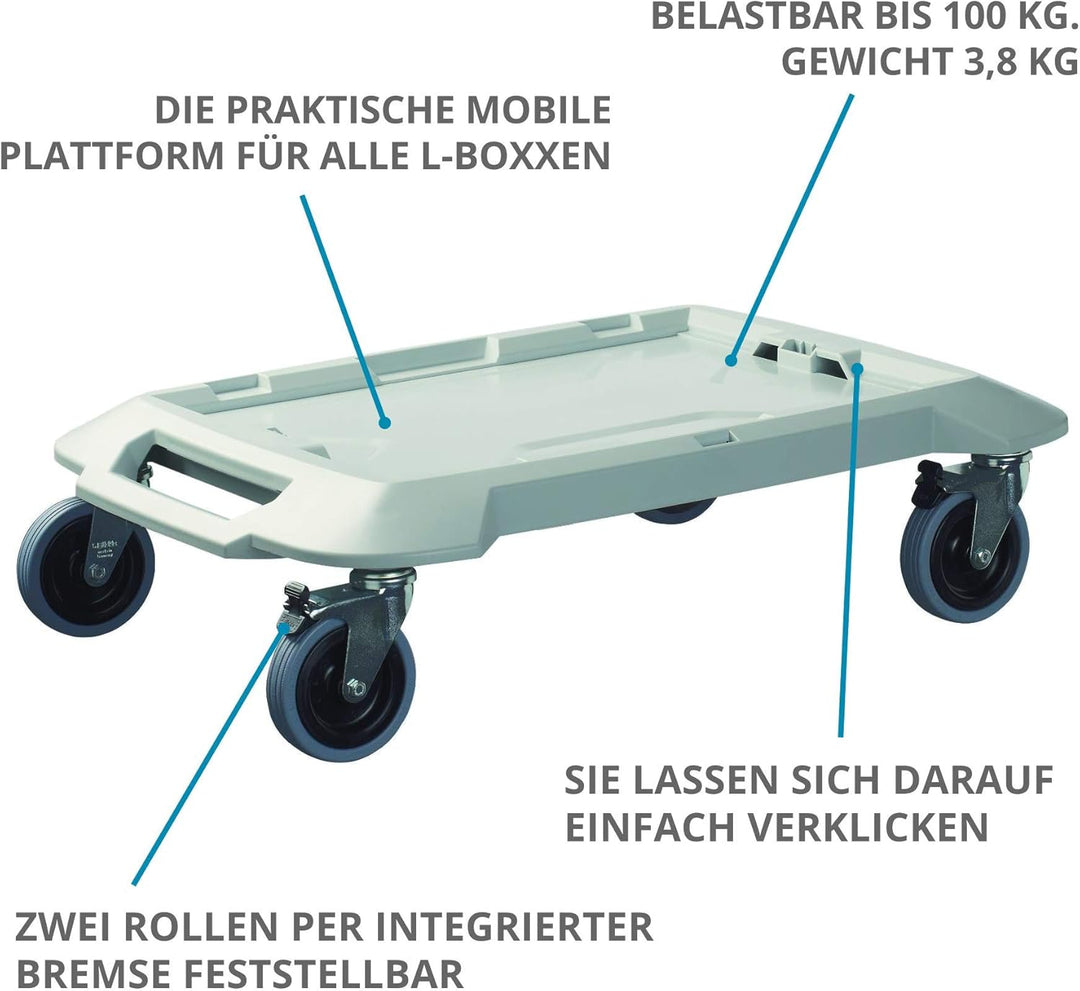 Bosch Sortimo L-Boxx Roller Werkzeugkoffer Set leer mit innovativem Transportsystem grau passend für