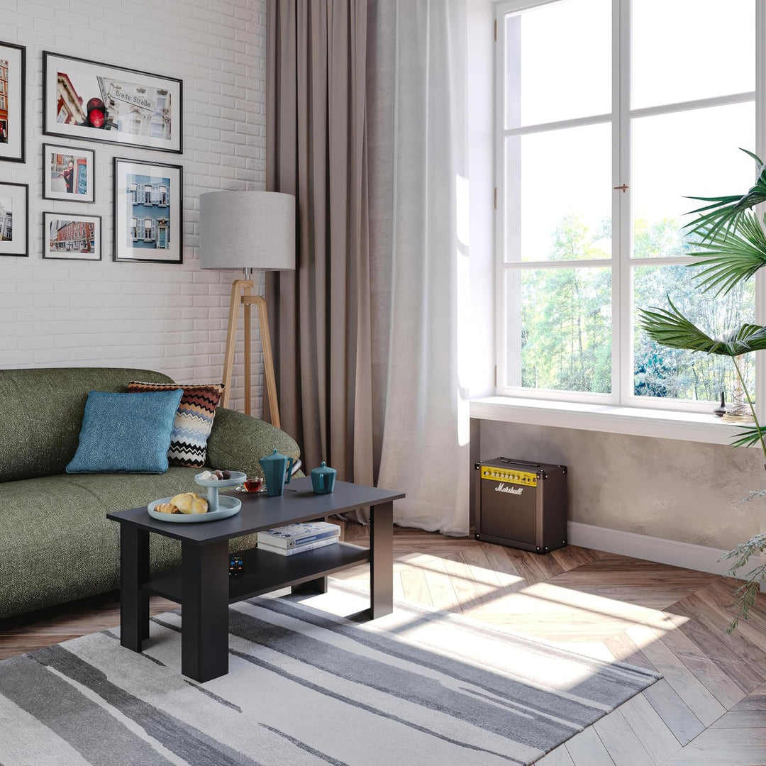 KOMTO Couchtisch Anthrazit Vienna - Wohnzimmertisch Modern Couchtisch Holz 90 x 50 x 43 cm Tisch Woh