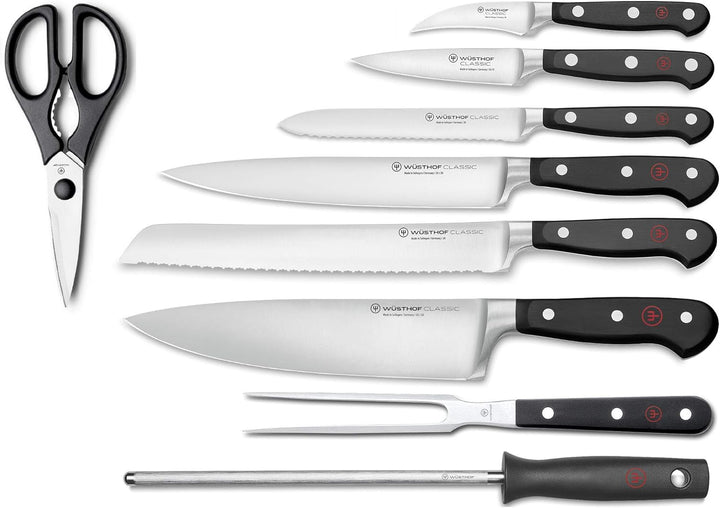 WÜSTHOF Classic Messerblock mit 9 Artikeln, Schwarze Esche 9-teilig Schwarze Esche, 9-teilig Schwarz