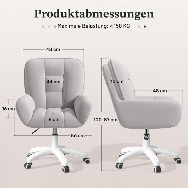 Homeoffice &amp; Schminkstuhl 2-in-1 Ergonomischer Samt Drehstuhl 360°, Höhenverstellbar für Arbeitszimm
