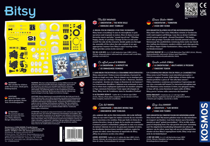 Kosmos 617424 Bitsy - Dein cleverer Robo-Freund, Roboter für Kinder, Steuere Bitsy mit Sound-Klicker