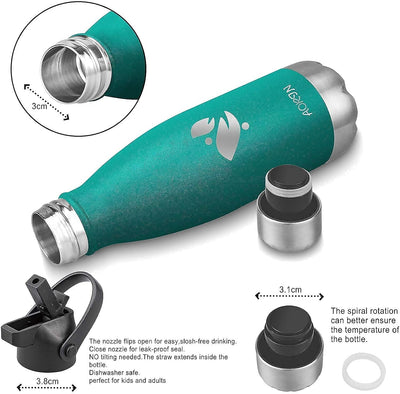 AORIN Vakuum-Isolierte Trinkflasche - 350ml/500ml/750ml - Wasserflasche BPA-Frei,24 H Kühlen & 12 H