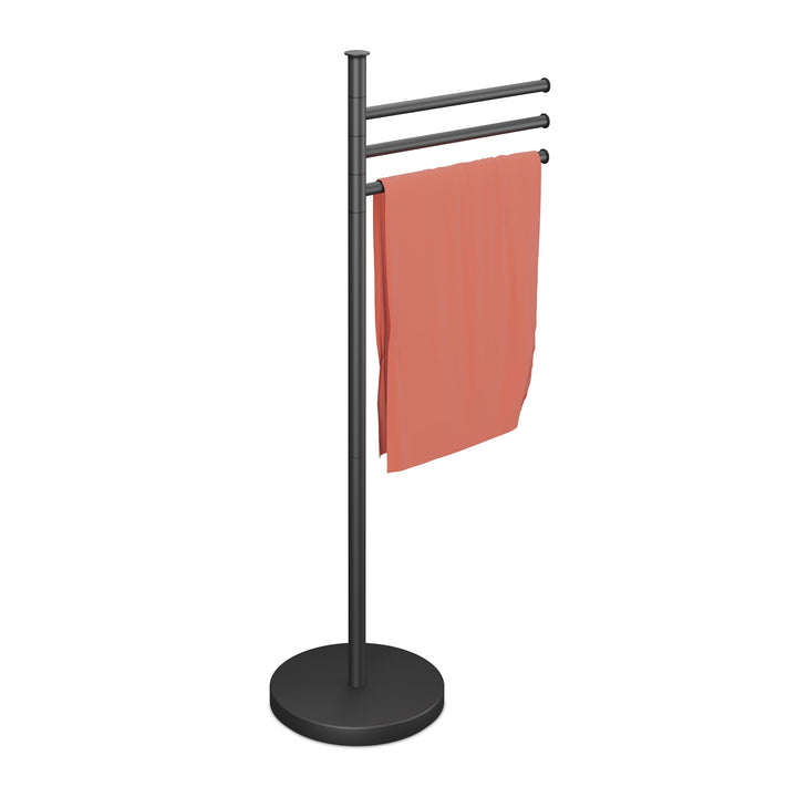 Relaxdays Handtuchhalter, 3 bewegliche Stangen, HBT: 85,5 x 42 x 22 cm, Edelstahl, Badezimmer, Handt