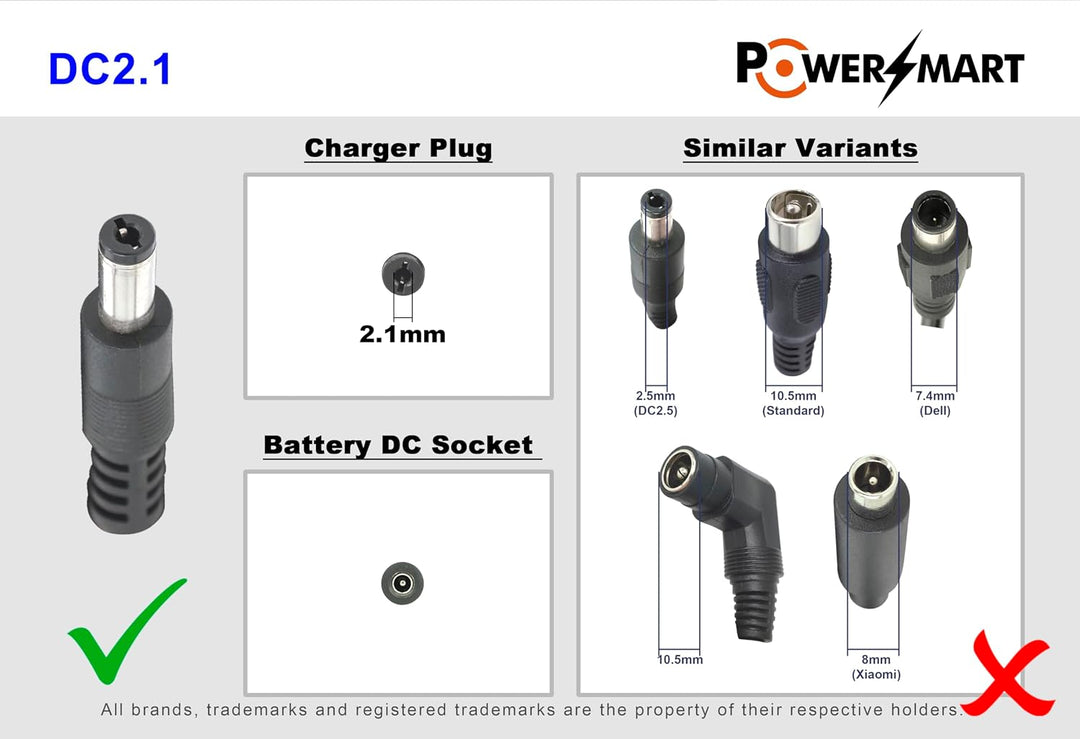 PowerSmart® 42V Ladegerät 2A Netzteil für 36V Akkus von Electrobeat, Union Cadence, Canto