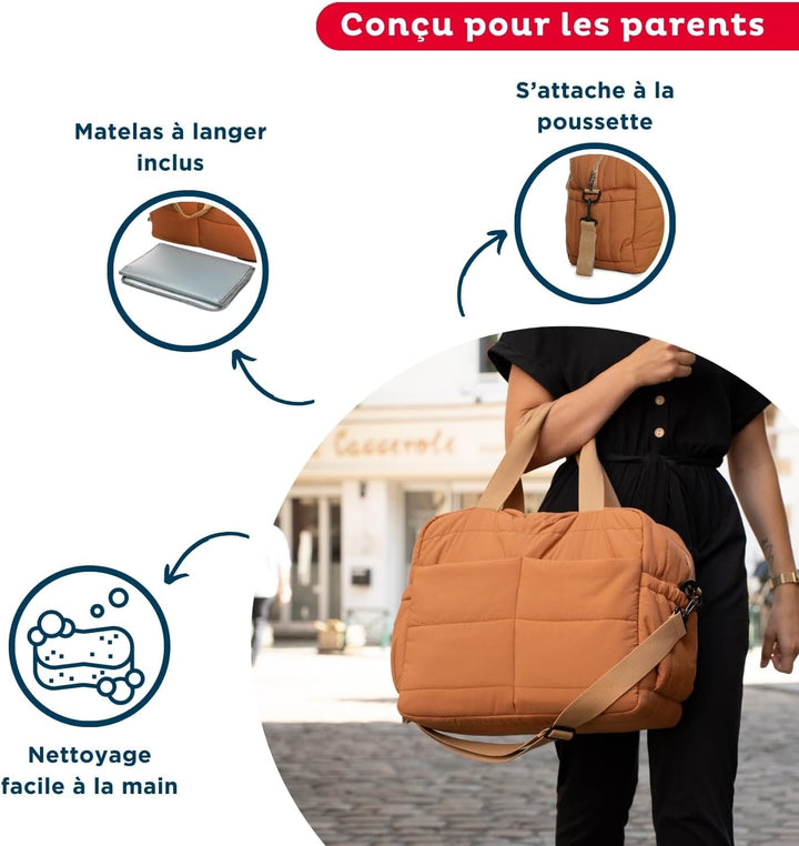 Thermobaby - Wickeltasche, gesteppt, Plumea – Tasche für Mutter und Baby – Tasche mit Wickelunterlag