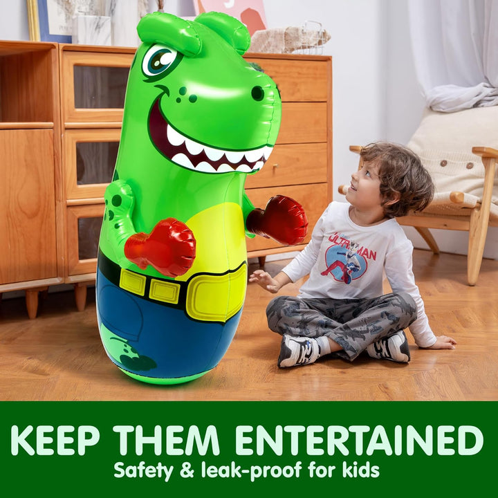 JOYIN Aufblasbarer Boxsack für Kinder und Erwachsene,T-Rex Dinosaurier Bopper 47 Zoll, Freistehendes