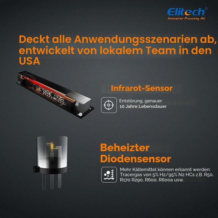 Elitech Kältemittelleckdetektor IR-200 2-in-1 Infrarot & Beheizte Diode Dual Sensor Hohe Empfindlich