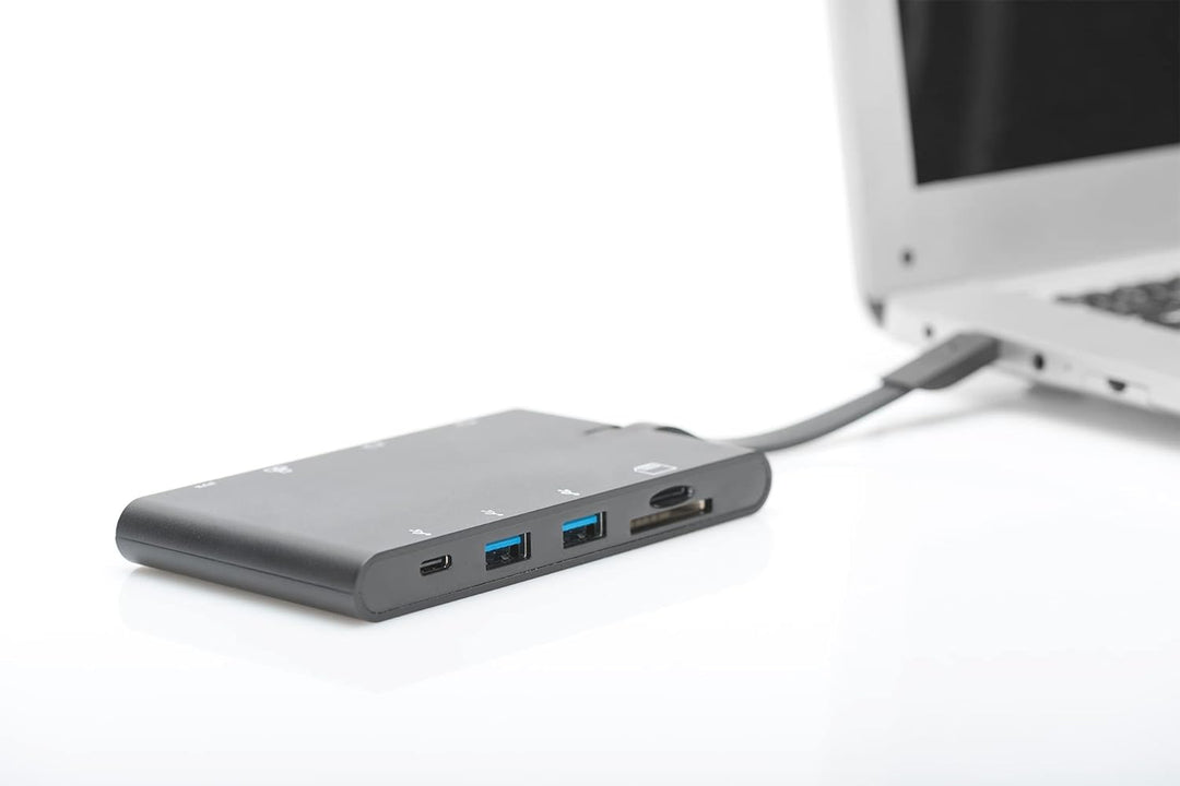 DIGITUS USB-C Travel Docking Station – 9 Ports – 1x HDMI, 1x VGA (4K@30Hz) – 2x USB 3.0 / USB 2.0, 2
