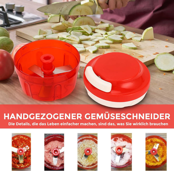 Zwiebelschneider Manuell, Gemüseschneider,Zerkleinerer ohne Strom Gemüseschneider Haushalt Kordelzug