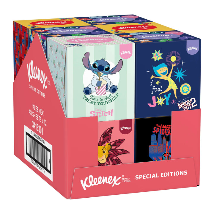 Kleenex Disney Taschentücher-Boxen, verschiedene Designs, 3-lagig, 12 Würfel-Boxen à 48 Tücher