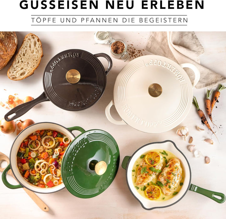 Römertopf Bräter Emaille Gusseisen Topf Schmortopf 24 cm Deckel, Anthrazit Anthrazit 24 cm, Anthrazi