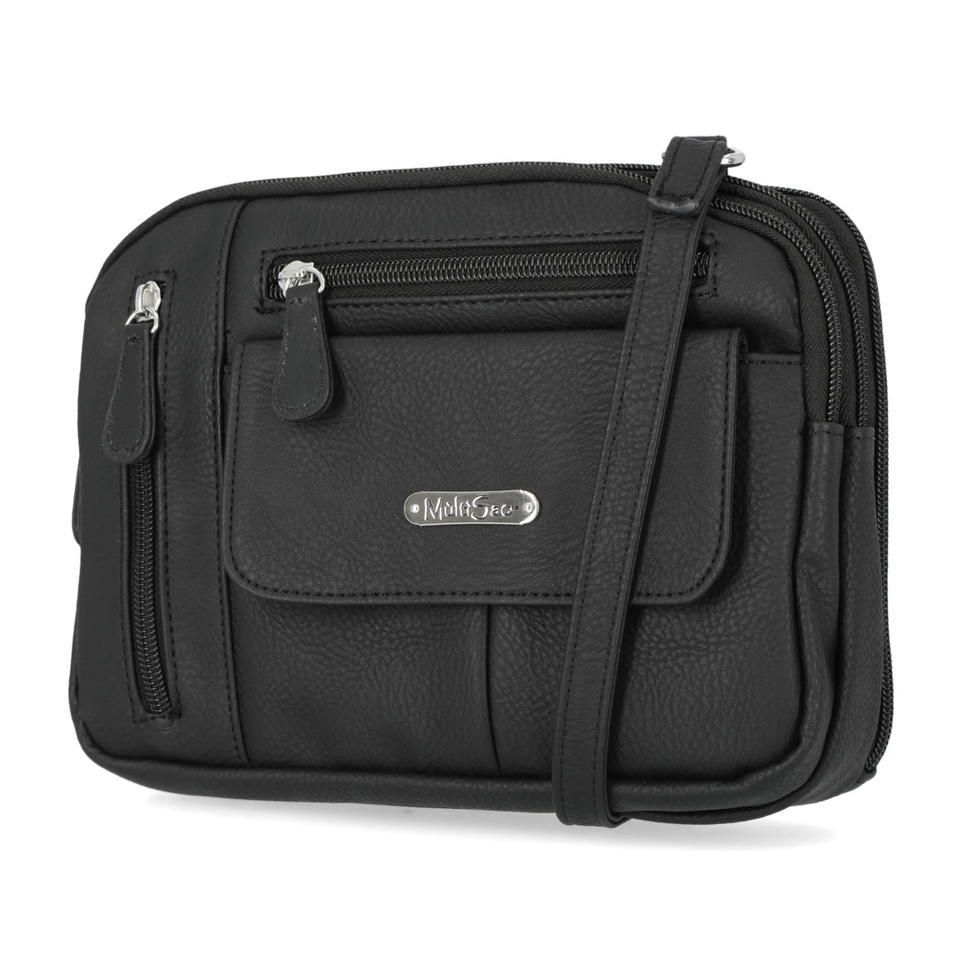 MultiSac Damen Zippy Triple Compartment Crossbody Bag Schultertasche Schwarz, Schwarz