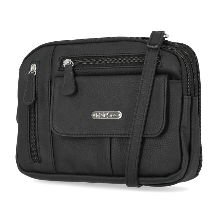 MultiSac Damen Zippy Triple Compartment Crossbody Bag Schultertasche Schwarz, Schwarz