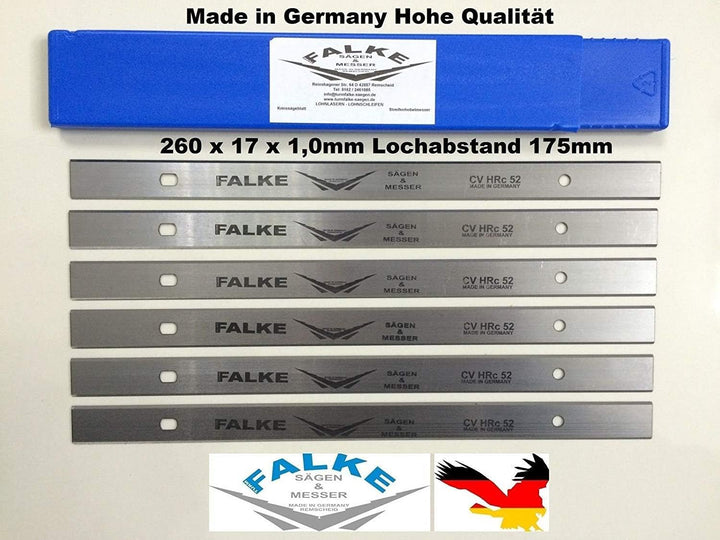 6 Stück Scheppach 260x17,5x1mm Einweghobelmesser Wendemesser Lochabstand 175 mm