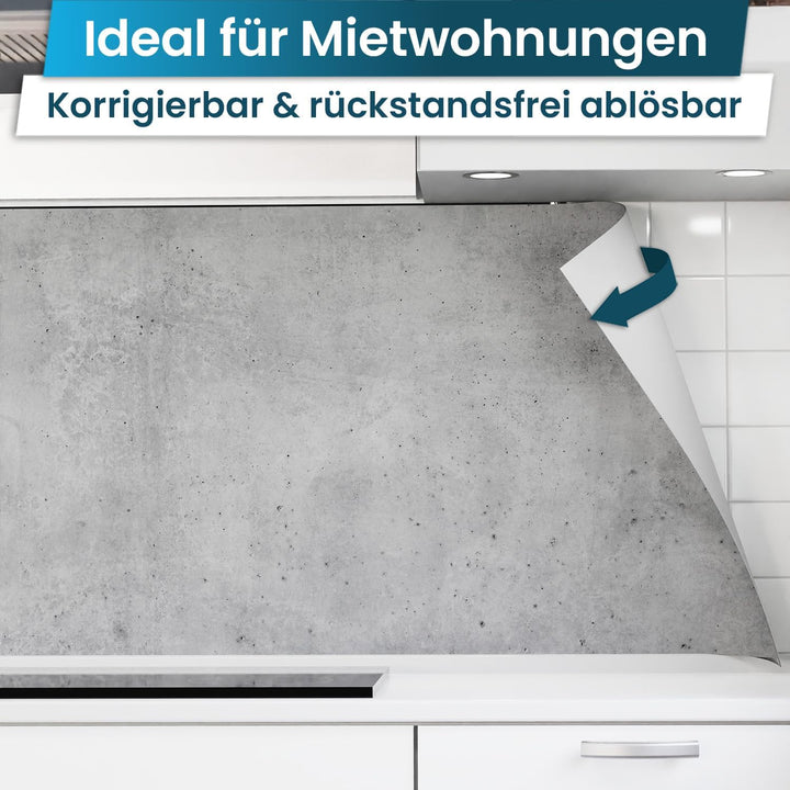 danario Küchenrückwand selbstklebend - Glasoptik - Spritzschutz Küche - versteifte PET Folie - 0,8 m