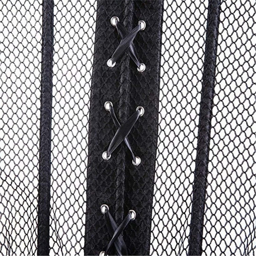 Josamogre Corsagen und Korsetts mesh hohl Spitze Bustier Vollbrust sexy Gothic schnüren Burlesque Da