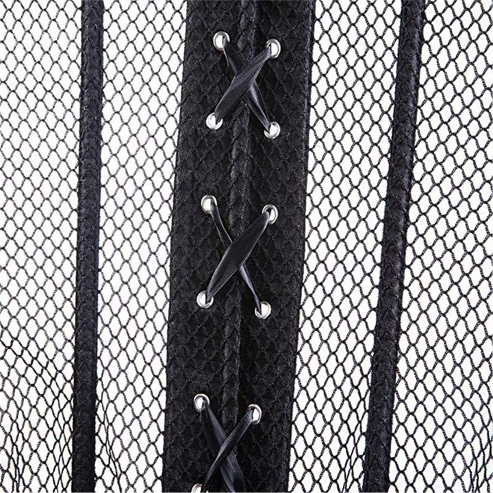 Josamogre Corsagen und Korsetts mesh hohl Spitze Bustier Vollbrust sexy Gothic schnüren Burlesque Da