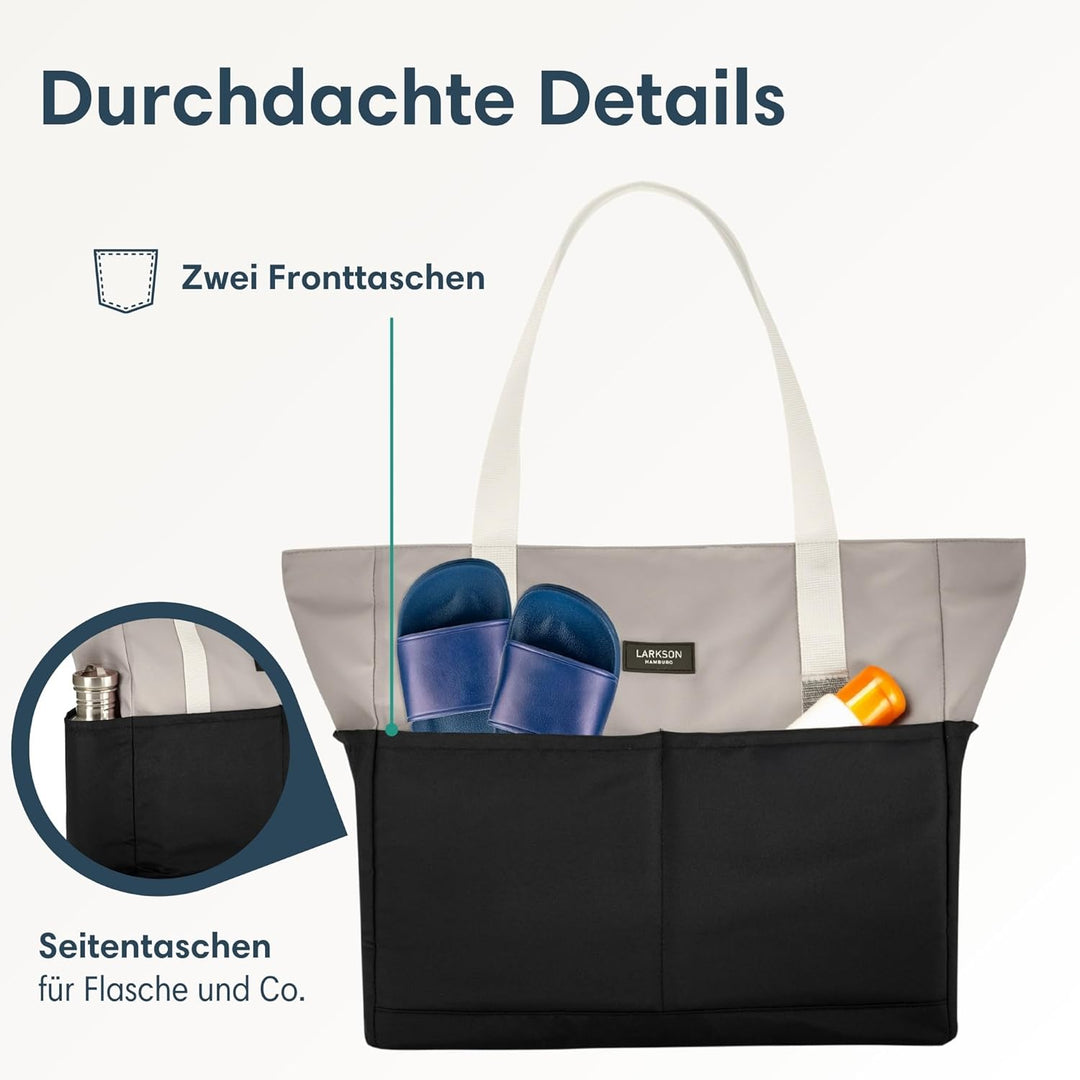 LARKSON Strandtasche Damen & Herren - Linn - Grosse Beach Bag für Strand, Schwimmbad, Pool - Tote Ba