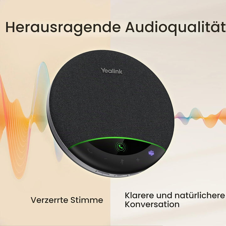 Yealink SP96 Bluetooth Konferenzlautsprecher, Tragbarer Lautsprecher mit 30 m Reichweite, 6 Mikrofon