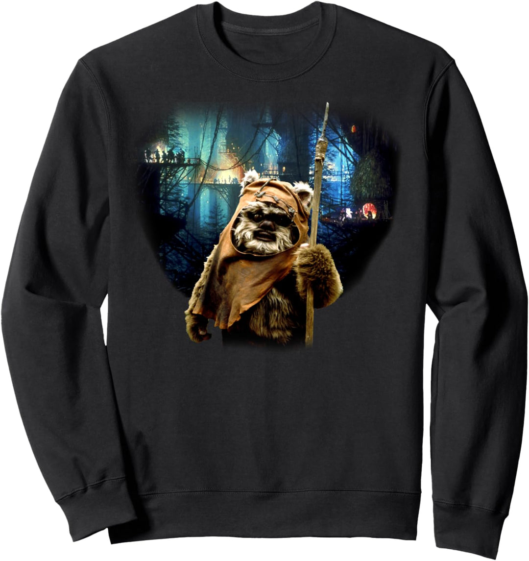 Star Wars Ewok In Front Of Village Portrait Sweatshirt