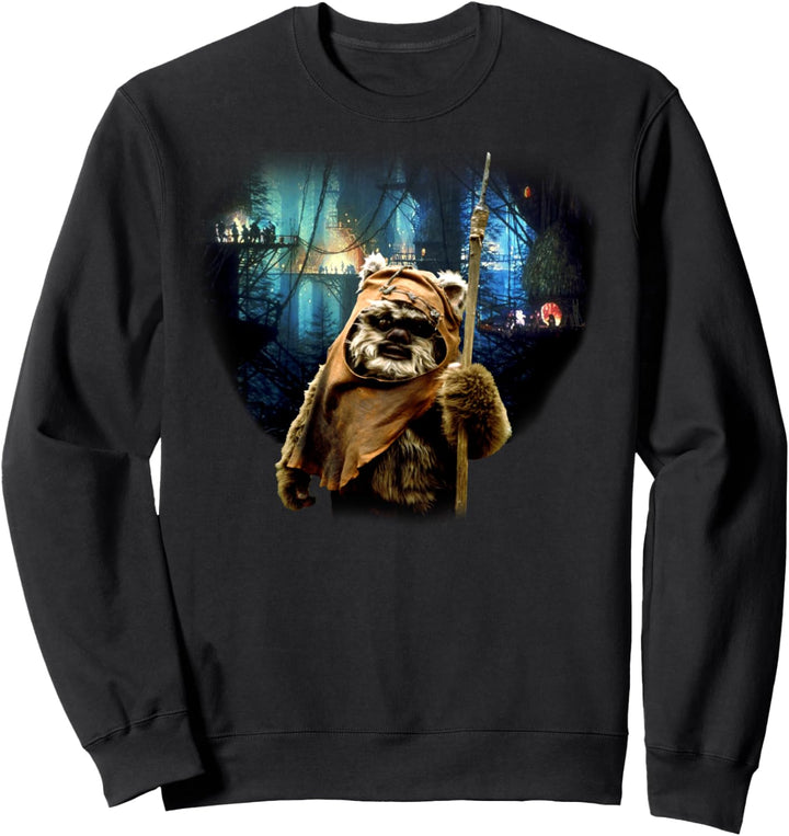 Star Wars Ewok In Front Of Village Portrait Sweatshirt