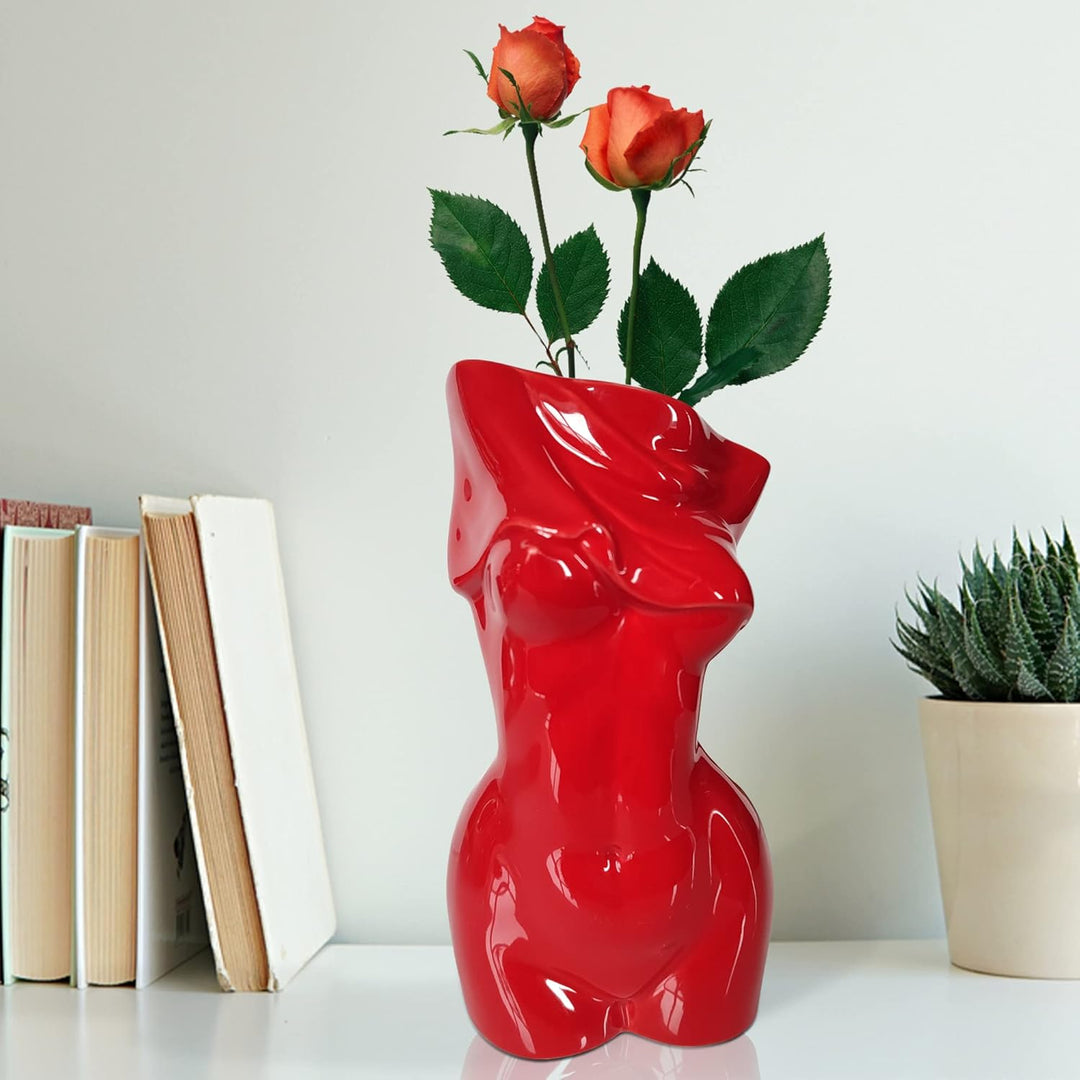 Keramik-Blumenvase, 20,3 x 10,2 cm, moderne Dame, weibliche Frau, Körperform, Vase für Heimdekoratio