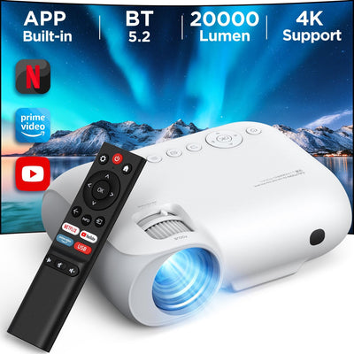 Beamer 4K【Official Netflix & Dolby Audio】 15000 Lumen Zoom/Trapezkorrektur WiFi Bluetooth Beamer Ful