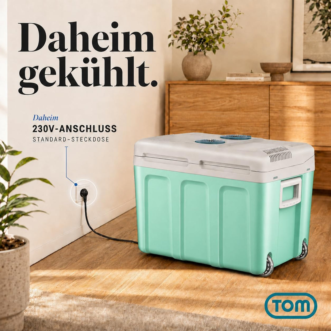 TOM 2in1 XXL Kühlbox 40l mit Kühl- und Heizfunktion – elektrische Coolbox mit Rollen – 230V &amp; 12V St