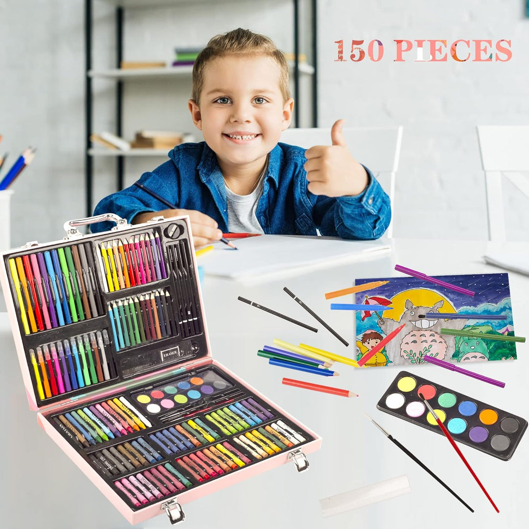KINSPORY Premium Malkoffer Deluxe 150-teilig Malset für Kinder Anfänger Tolles Buntstifte Set, Wasse