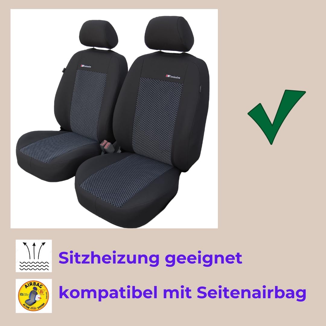 ERJOT Vordersitzbezüge Exclusive ANR Universal Autositzbezüge Sitzbezüge Schonbezüge Grau Polyester