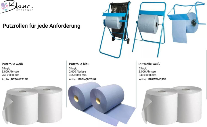 *SALE* Putzrolle blau Blanc-Quality, 2 Rollen, 3-lagig, 2.000 Abrisse, saugstark, reiÃŸfest