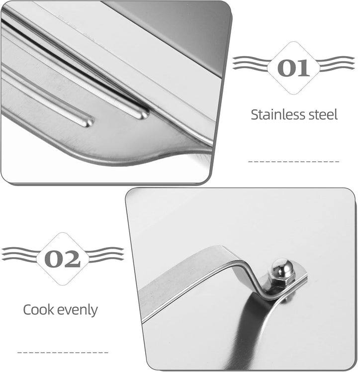 Healeved Edelstahl Bratpfanne Rechteckig mit Deckel 41X24X75cm Fischbräter Robust Formstabil für Gri
