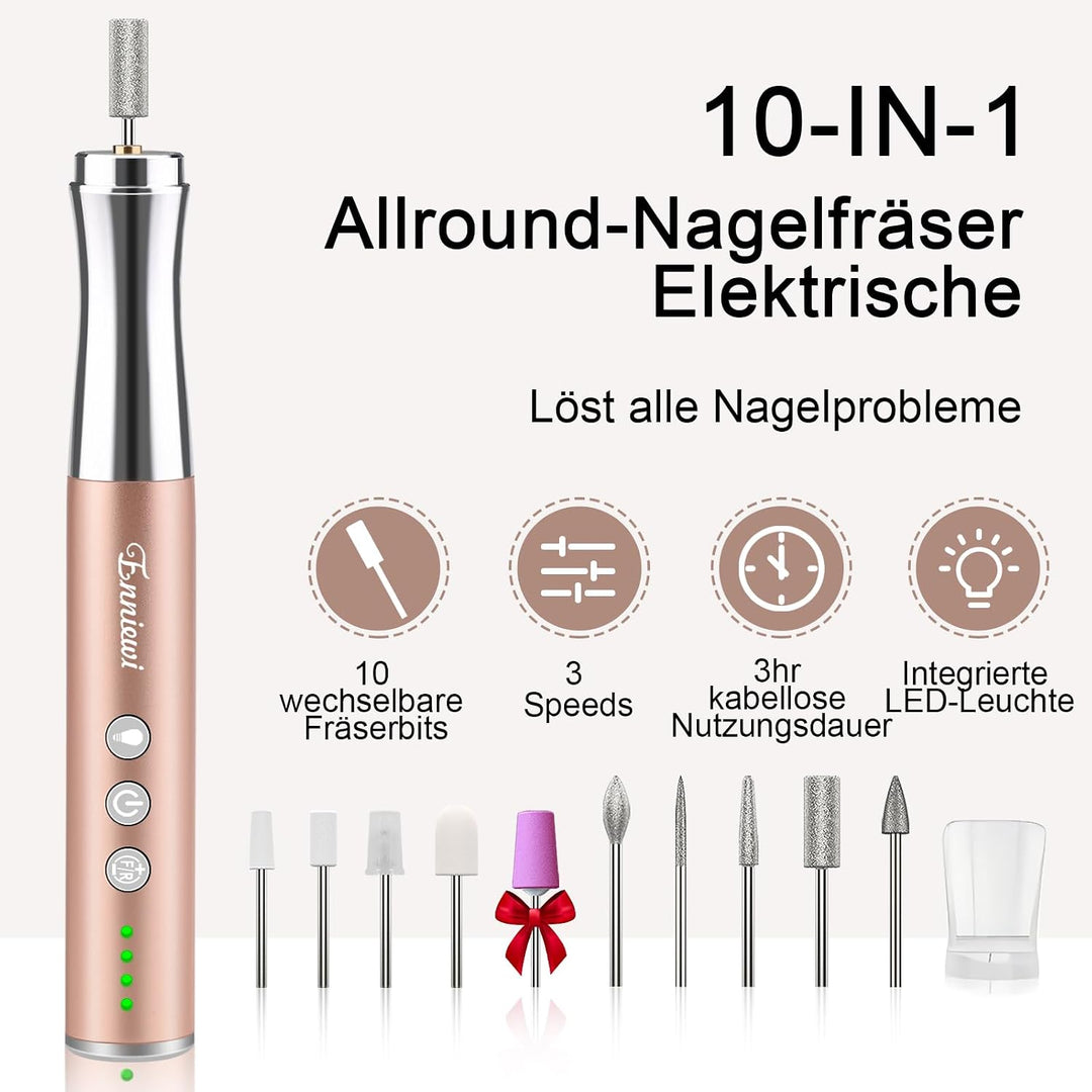 Enniewi Kabellos Nagelfräser Mit Licht 25000 U/Min, 13 In 1 Maniküre pediküre Set Elektrisch Mit Sta
