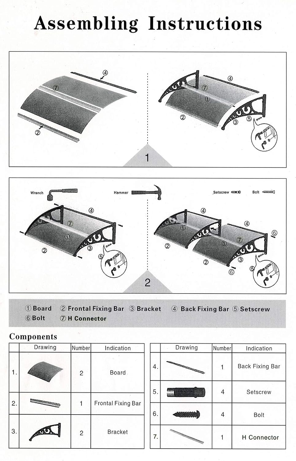 XUANYU Überdachung Haustür aus Aluminium und Polycarbonat, Vordach Haustür, Vordach für Haustür, Tür
