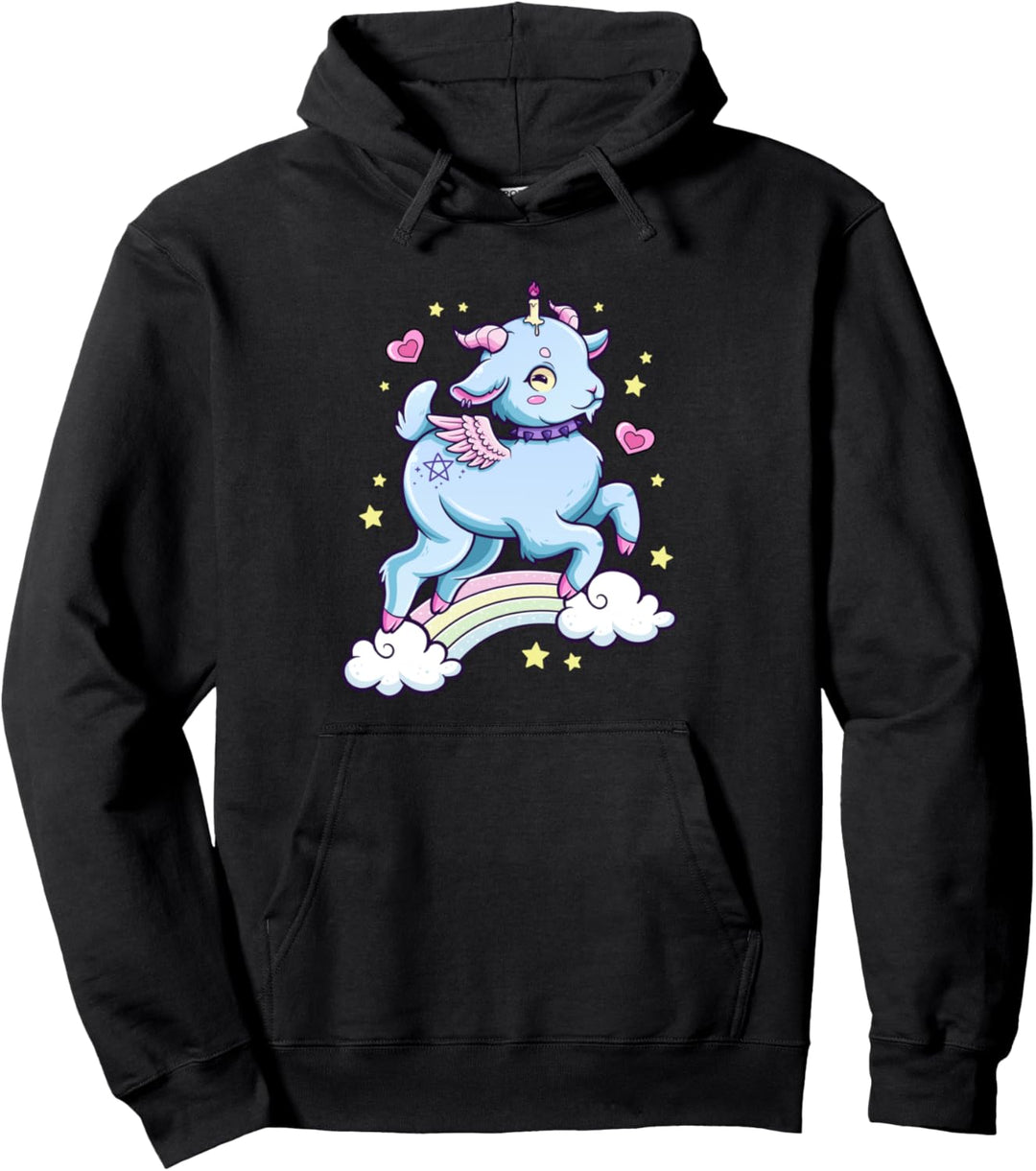 Kawaii Pastell Goth Cute Gruselig Baphomet Satanist Ziege Pullover Hoodie