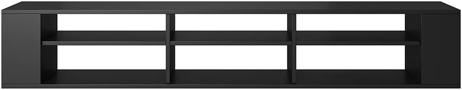 Selsey Weri - TV-Board hängend mit 6 offenen Fächern, minimalistisch, 175 cm breit (Schwarz), Schwar