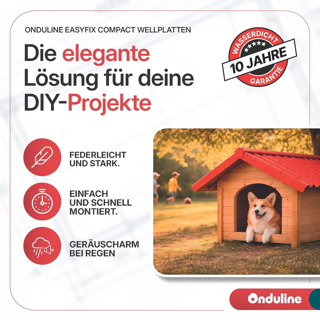 Onduline–EASYFIX COMPACT Dachplatten Bitumenwellplatten Schwarz-Trapez-Dachsystem einfach zu Verlege