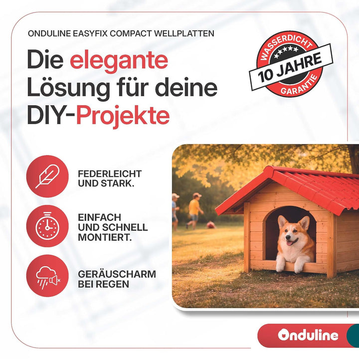 Onduline–EASYFIX COMPACT Dachplatten Bitumenwellplatten Schwarz-Trapez-Dachsystem einfach zu Verlege