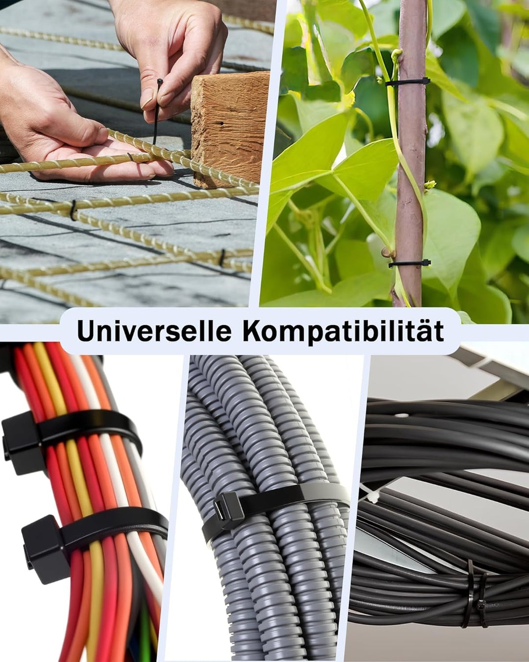 400 Stück Kabelbinder Schwarz Set,Tesmax Kabelbinder UV Beständig,wiederverschliessbar Nylon Super H