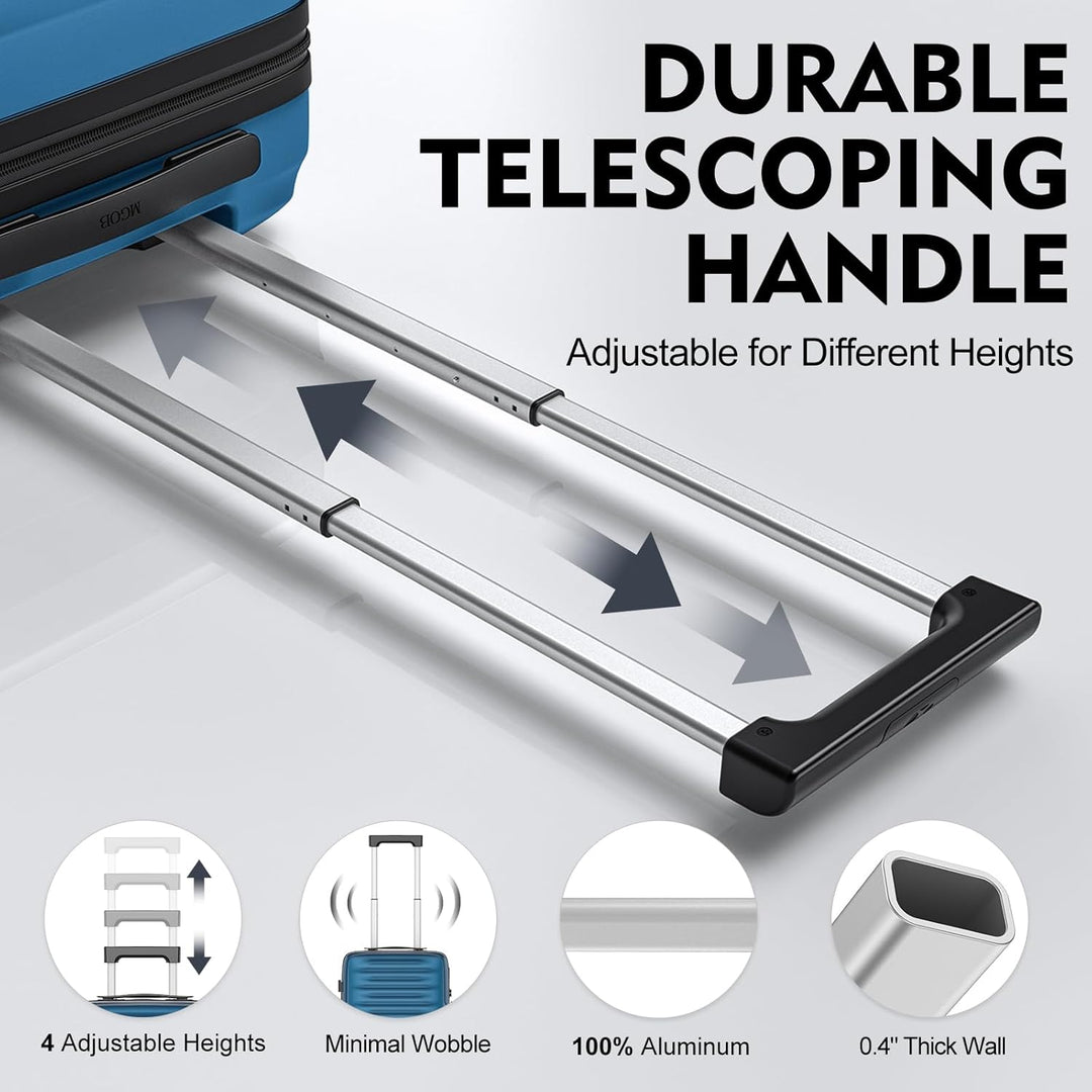 MGOB Koffer Handgepäck Hartschalen Trolley Polycarbonat Leicht Reisekoffer mit TSA-Schloss, 55x36x21