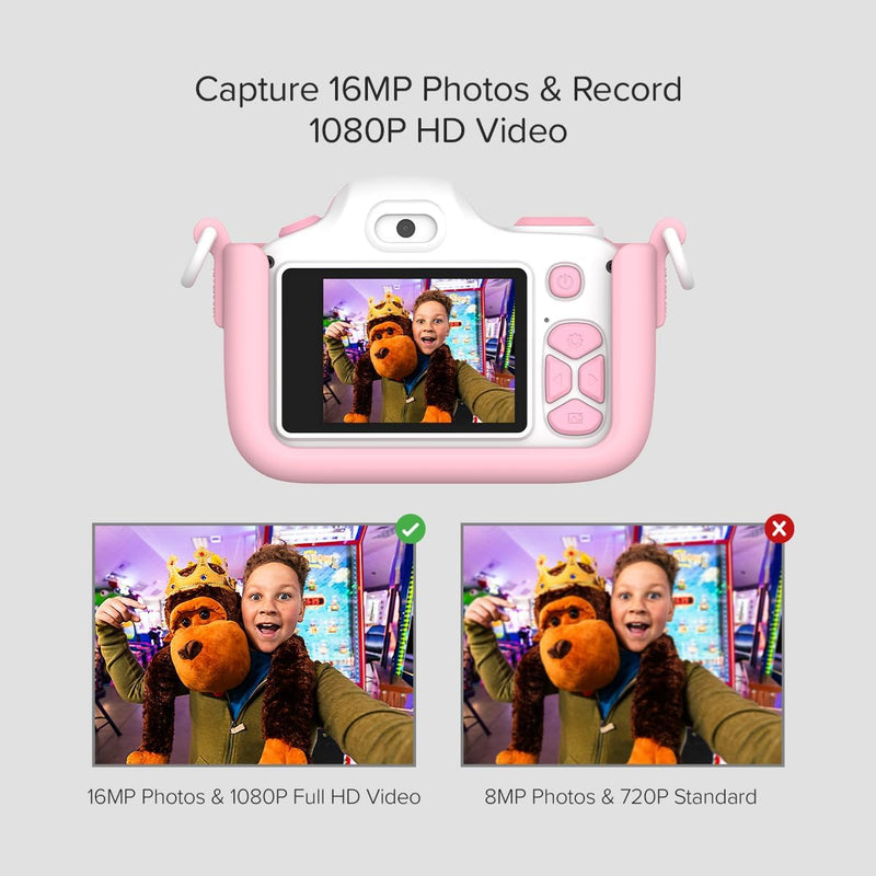 myFirst Kinder Full HD 16MP Kamera HD Digitalkamera Frontkamera und Selfie Objektiv Digital Video Ka