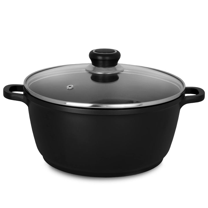 Krüger Aluguss-Topf Delta mit Glasdeckel - 24 cm - Kochtopf für gesunde & fettarme Speisen - geeigne