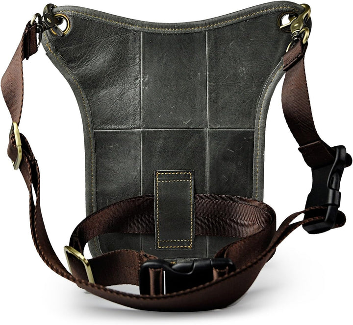 Le'aokuu Herren Echtes Leder Rucksäcke Beinbeutel Beintasche Hüfttasche Hip Bum Weist Pack Outdoor M