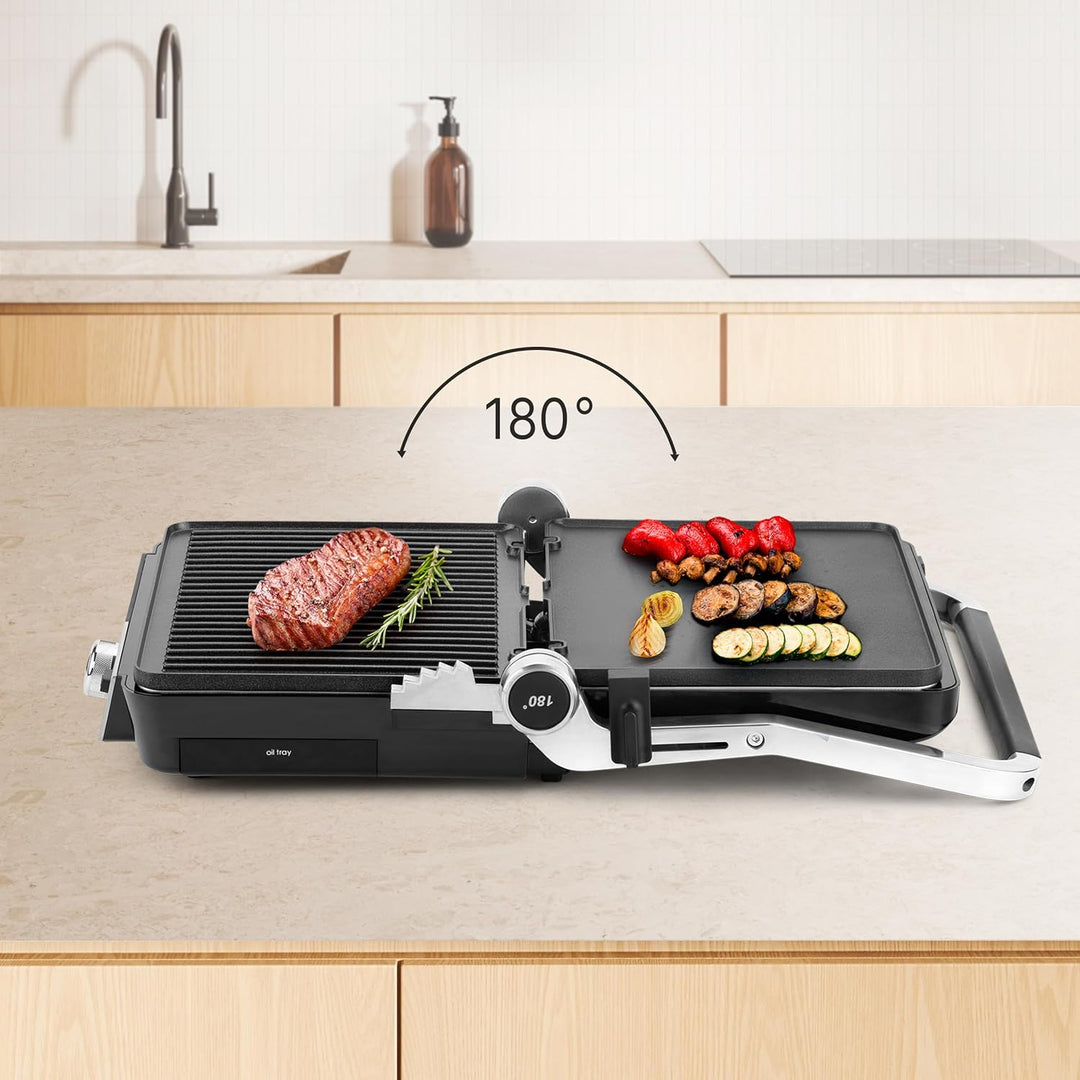 Ufesa Elektrogrill K2 2000W – Sandwichmaker, Elektrische Kochplatte und Grill, 180º Öffnung, LED-Anz