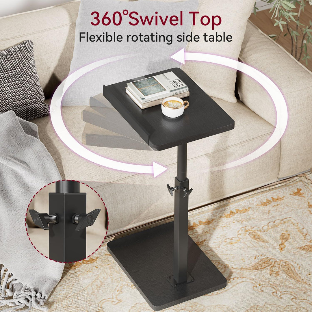 IBUYKE Beistelltisch C Form, 360° Rotierbarer/Höhenverstellbar/Flip Sofatisch, für Telefon/Tablet/La