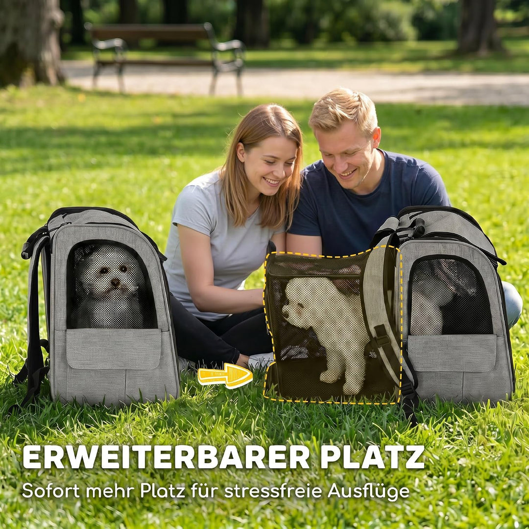 PawHut Hunderucksack Erweiterbar Katzenrucksack für Katzen und Kleine Hunde bis 10 kg Katzen Rucksac