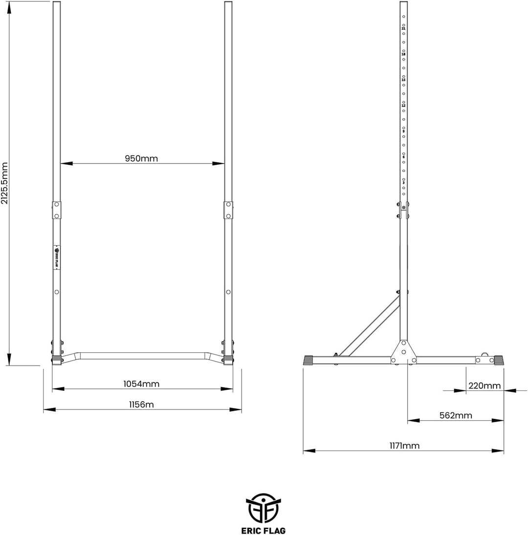 Eric Flag - Klimmzugstange, verstellbar von 105 cm bis 210 cm, für Krafttraining, Calisthenics, Home