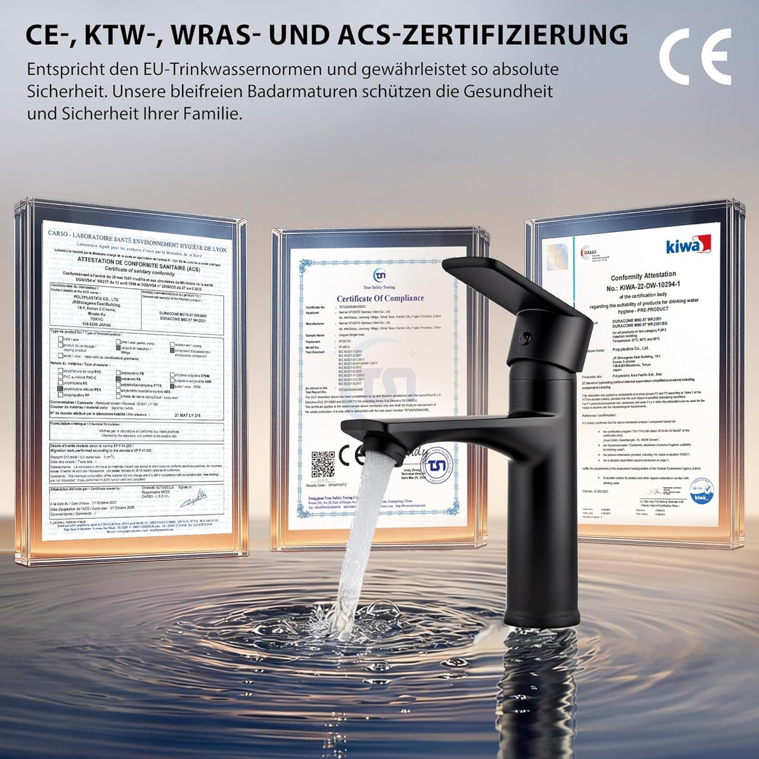 HOMELODY Wasserhahn Bad Schwarz Waschtischarmatur Mischbatterie Bad Armatur Badezimmer Waschbeckenar