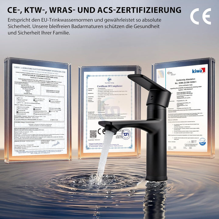 HOMELODY Wasserhahn Bad Schwarz Waschtischarmatur Mischbatterie Bad Armatur Badezimmer Waschbeckenar